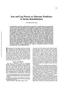 Arm and Leg Paresis as Outcome Predictors in Stroke Rehabilitation