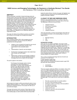 SUGI 27: SAS(r) Solutions and Emerging Technologies: An