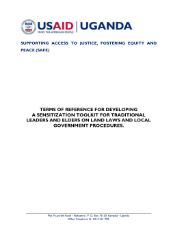 Terms of Reference for Developing a Sensitization Toolkit for