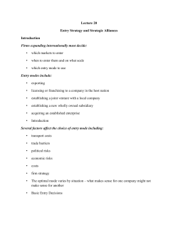 Part 7 entry strategy and strategic alliance