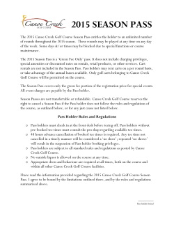 2015 season pass - Canoe Creek Golf Course