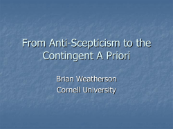 From Anti-Scepticism to the Contingent A Priori