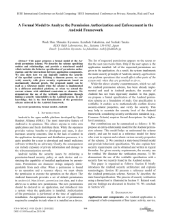 A Formal Model to Analyze the Permission Authorization and