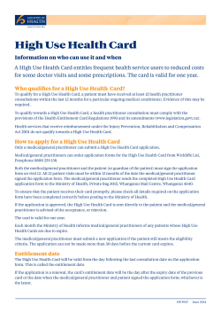 High Use Health Card: Information on who can