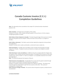 Canada Customs Invoice (CCI) Completion Guidelines