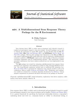 mirt: A Multidimensional Item Response Theory Package for the R