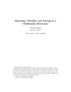 Mortality, Fertility and Saving in a Malthusian Economy&lowast;