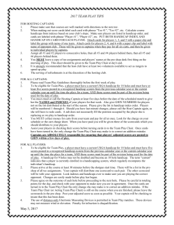 May 3, 2017 2017 TEAM PLAY TIPS