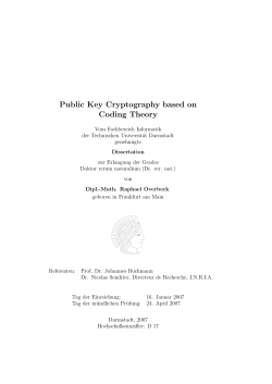 Public Key Cryptography based on Coding Theory
