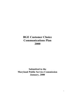 BGE Customer Choice Communications Objectives