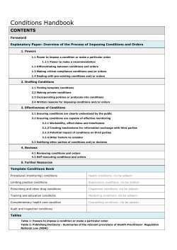 Conditions Handbook - Health Professional Councils Authority