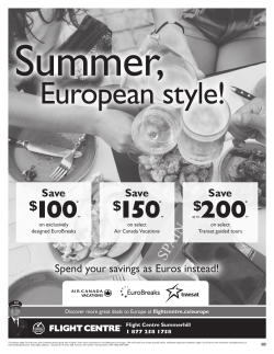 $200* $150* $100* - Flight Centre Canada