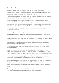 Sermon for 5.2.17 The gospel passage today from Matthew, is part