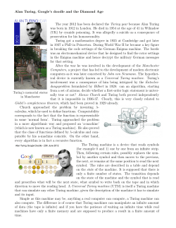 Alan Turing, Google`s doodle and the Diamond Age The year