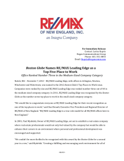 For Immediate Release - RE/MAX of New England