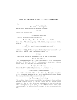 MATH 361: NUMBER THEORY — TWELFTH LECTURE Let ω = ζ −1