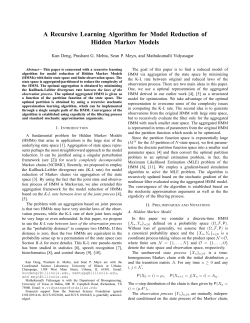 A Recursive Learning Algorithm for Model Reduction of Hidden