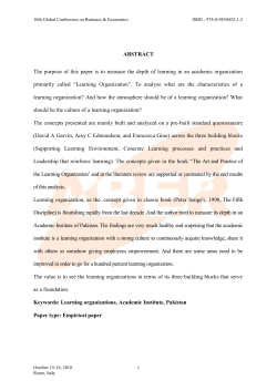 An Academic Learning Organization A Case Study From Pakistan