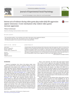 Intense acts of violence during video game play make daily life