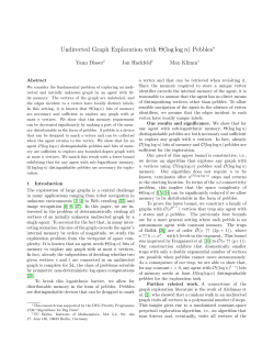 Undirected Graph Exploration with &Theta;(log log n) Pebbles