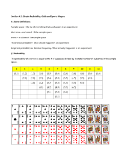 Section 4.2: Simple Probability, Odds and Sports Wagers &sect;1 Some