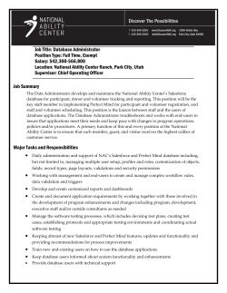Database Administrator &ndash; National Ability Center