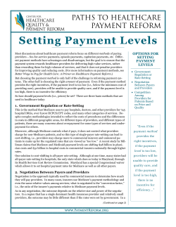 Setting Payment Levels - Center for Healthcare Quality and Payment