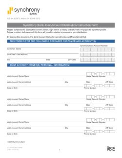 Synchrony Bank Joint Account Distribution Instruction Form