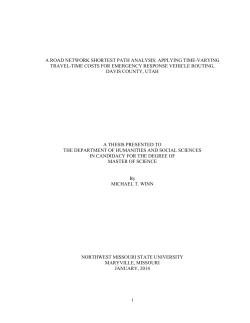 i A ROAD NETWORK SHORTEST PATH ANALYSIS