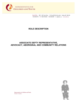 ROLE DESCRIPTION ASSOCIATE DEPTY REPRESENTATIVE