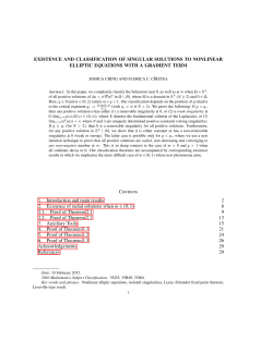 EXISTENCE AND CLASSIFICATION OF SINGULAR SOLUTIONS