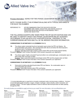 Process Information: SIZING for two phase liquid/vapor