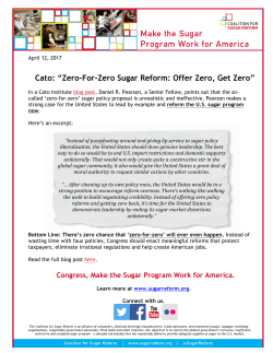 Cato: &ldquo;Zero-For-Zero Sugar Reform: Offer Zero, Get Zero&rdquo;