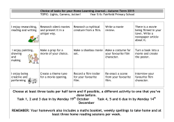 Choose at least three tasks per half term and if possible, a different