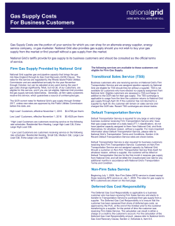 Gas Supply Costs For Business Customers