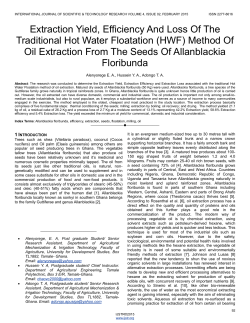 Extraction Yield, Efficiency And Loss Of The Traditional Hot Water