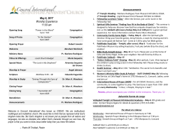 May 6, 2017 Worship Experience 11:00 am Opening Song &ldquo;Power in