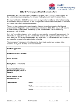 Pre-employment Health Declaration Form