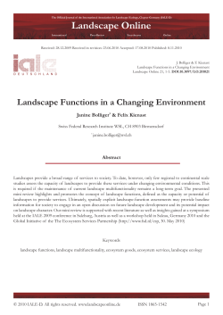 Landscape Functions in a Changing Environment