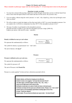 Pressure, Gravity and Moments
