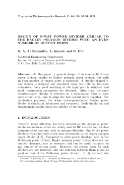 DESIGN OF N-WAY POWER DIVIDER SIMILAR TO THE BAGLEY