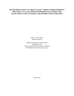 Developing Input to "Best-Value" Vehicle Procurement Practice: An