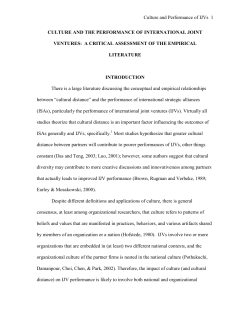 Culture and the Performance of International Joint