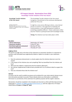 KTI Impact Awards - Nomination Form 2016