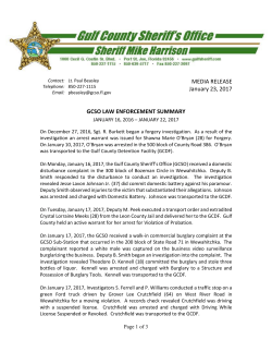 MEDIA RELEASE January 23, 2017 GCSO LAW ENFORCEMENT