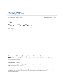 The Art of Coding Theory - InSPIRe @ Redlands