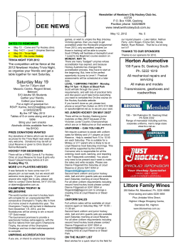 Newsletter of Newtown City Hockey Club Inc
