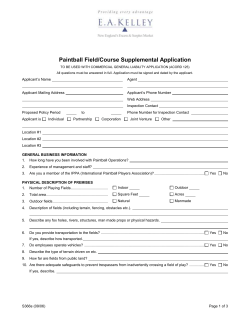 Paintball Field Supplemental Application