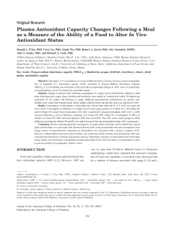 Plasma Antioxidant Capacity Changes Following a