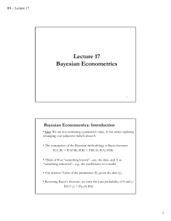 Lecture 17 Bayesian Econometrics